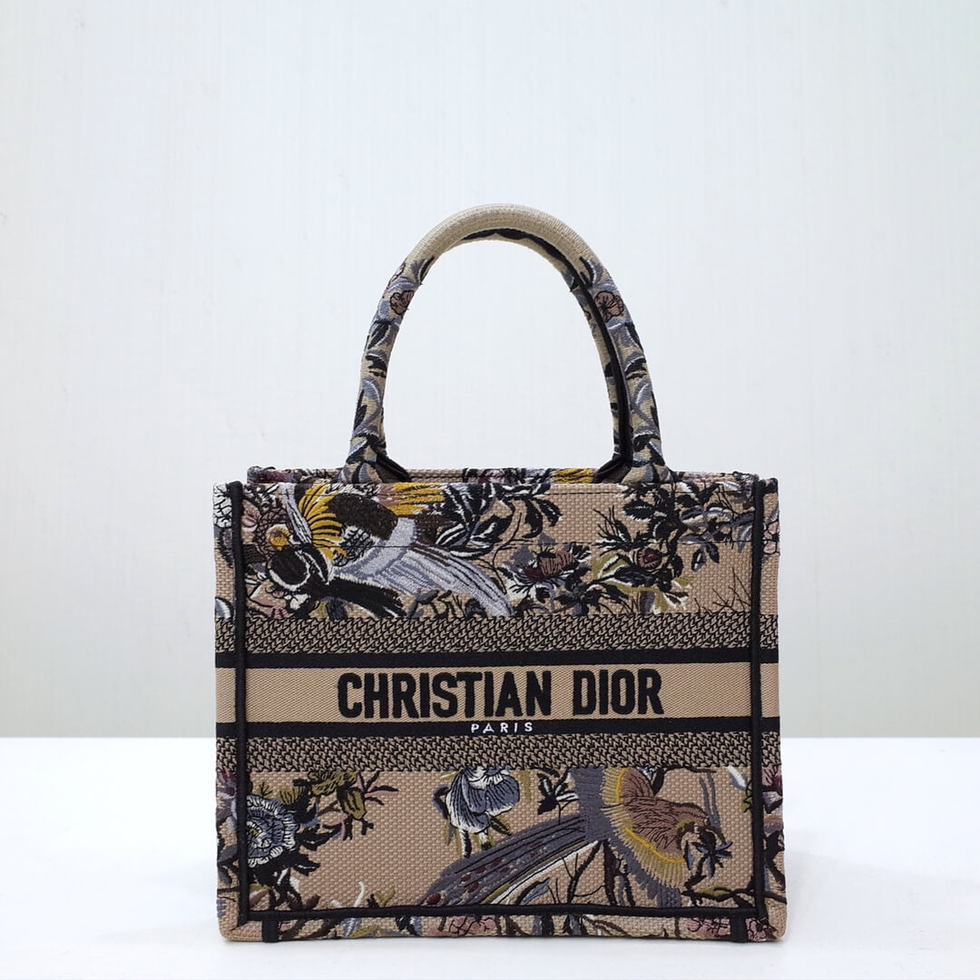 DIR1286 Book bag Tote Embroidery 36.5cm 41.5cm Handbag brown printing