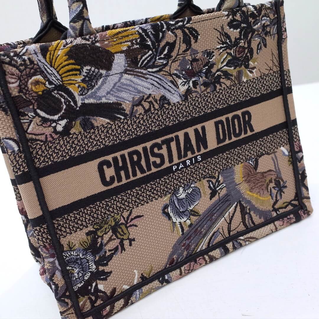 DIR1286 Book bag Tote Embroidery 36.5cm 41.5cm Handbag brown printing
