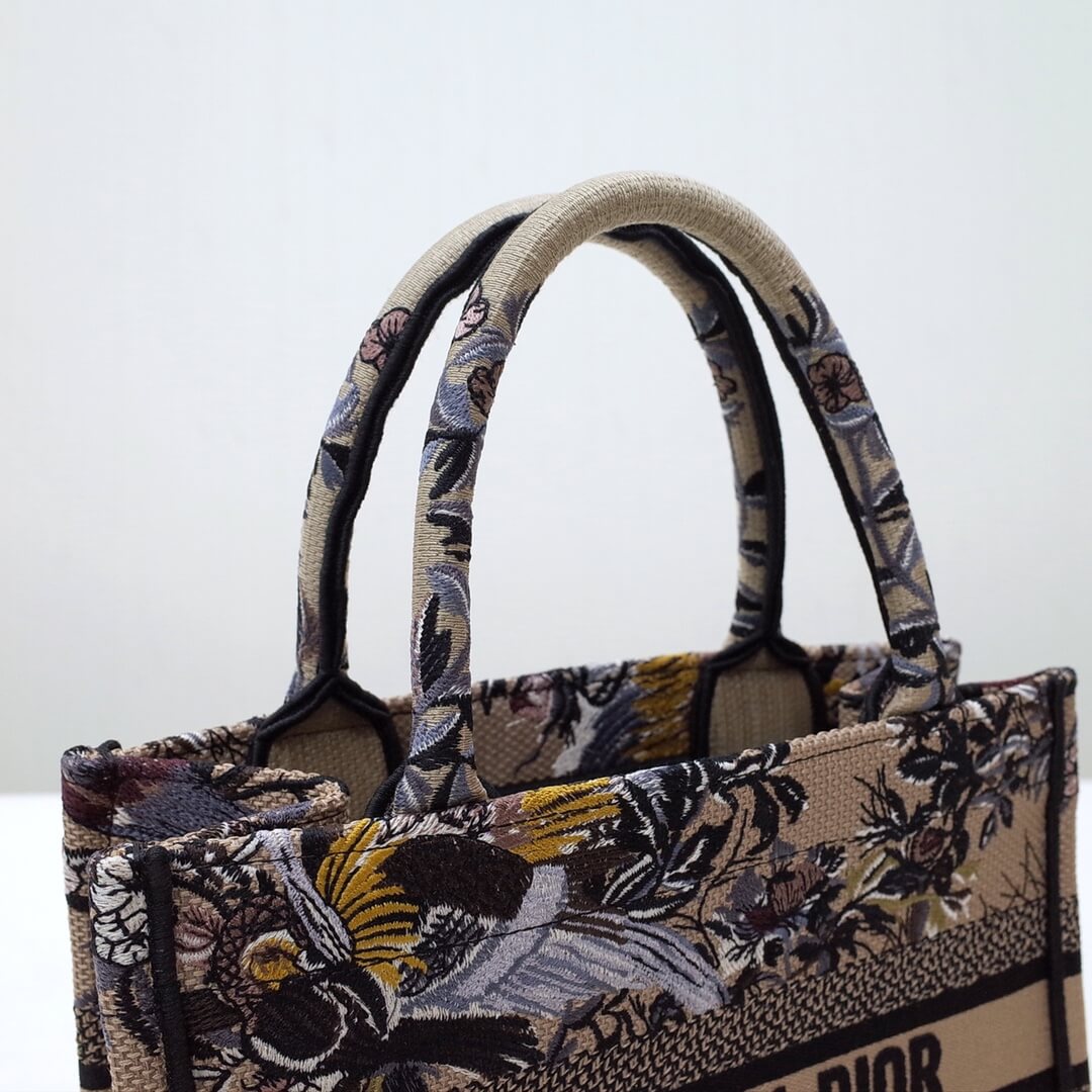 DIR1286 Book bag Tote Embroidery 36.5cm 41.5cm Handbag brown printing