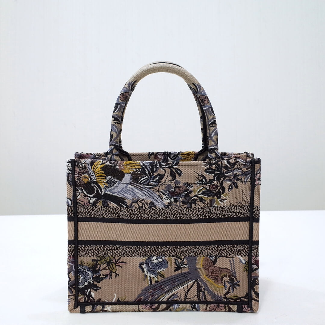 DIR1286 Book bag Tote Embroidery 36.5cm 41.5cm Handbag brown printing