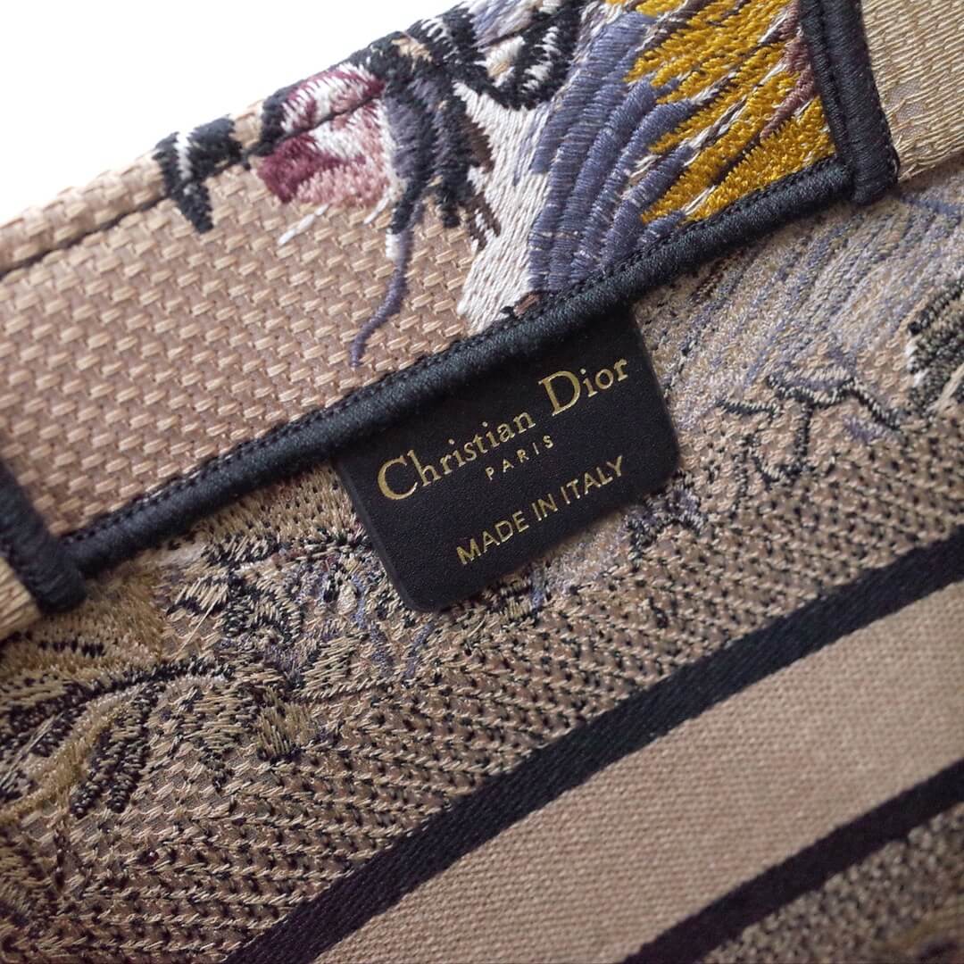DIR1286 Book bag Tote Embroidery 36.5cm 41.5cm Handbag brown printing