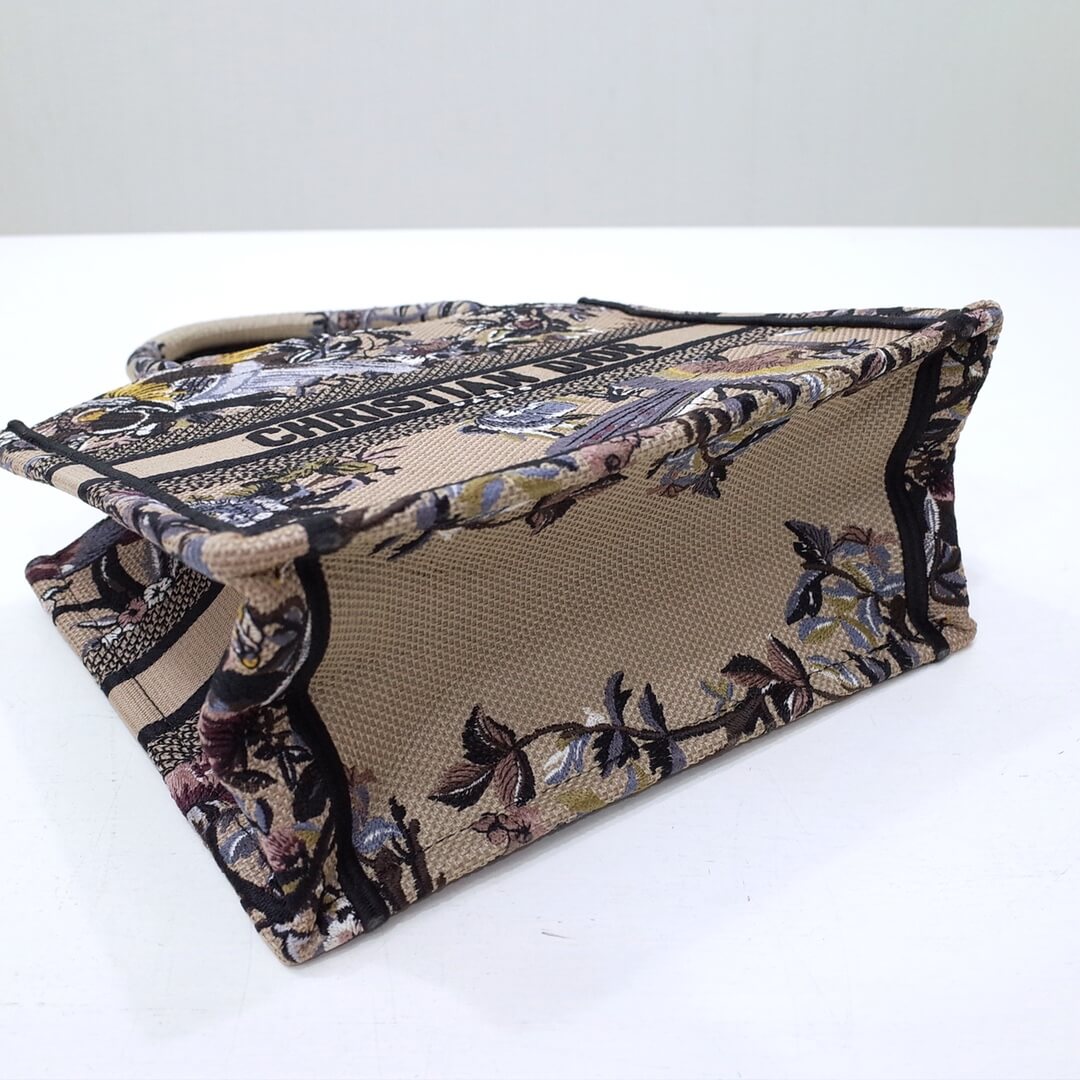 DIR1286 Book bag Tote Embroidery 36.5cm 41.5cm Handbag brown printing