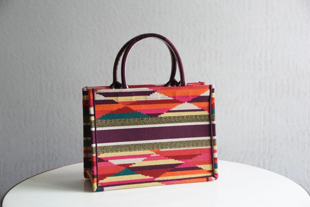 DIR1286 Book bag Tote Embroidery 36.5cm 41.5cm Handbag red-3