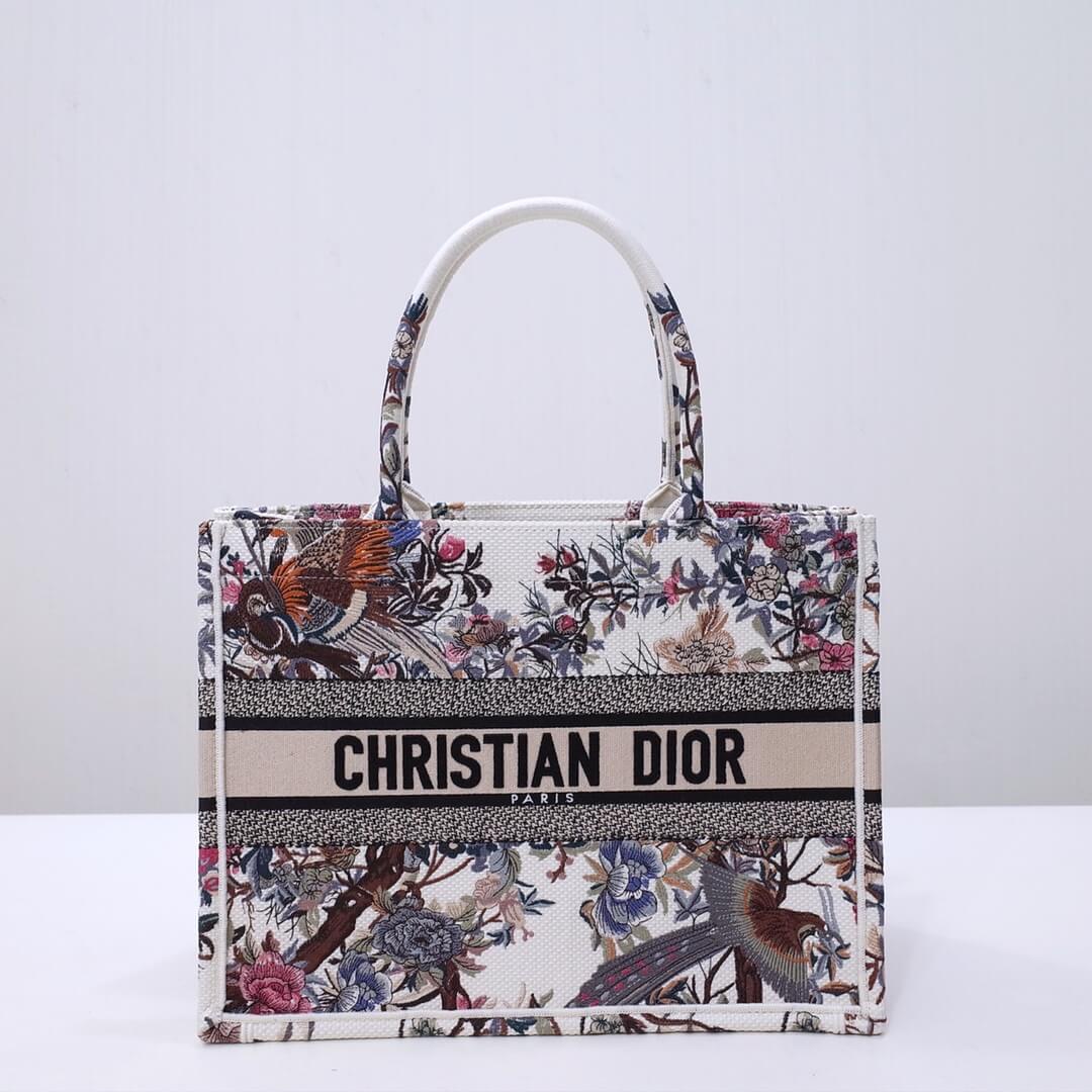DIR1286 Book bag Tote Embroidery 36.5cm 41.5cm Handbag white printing