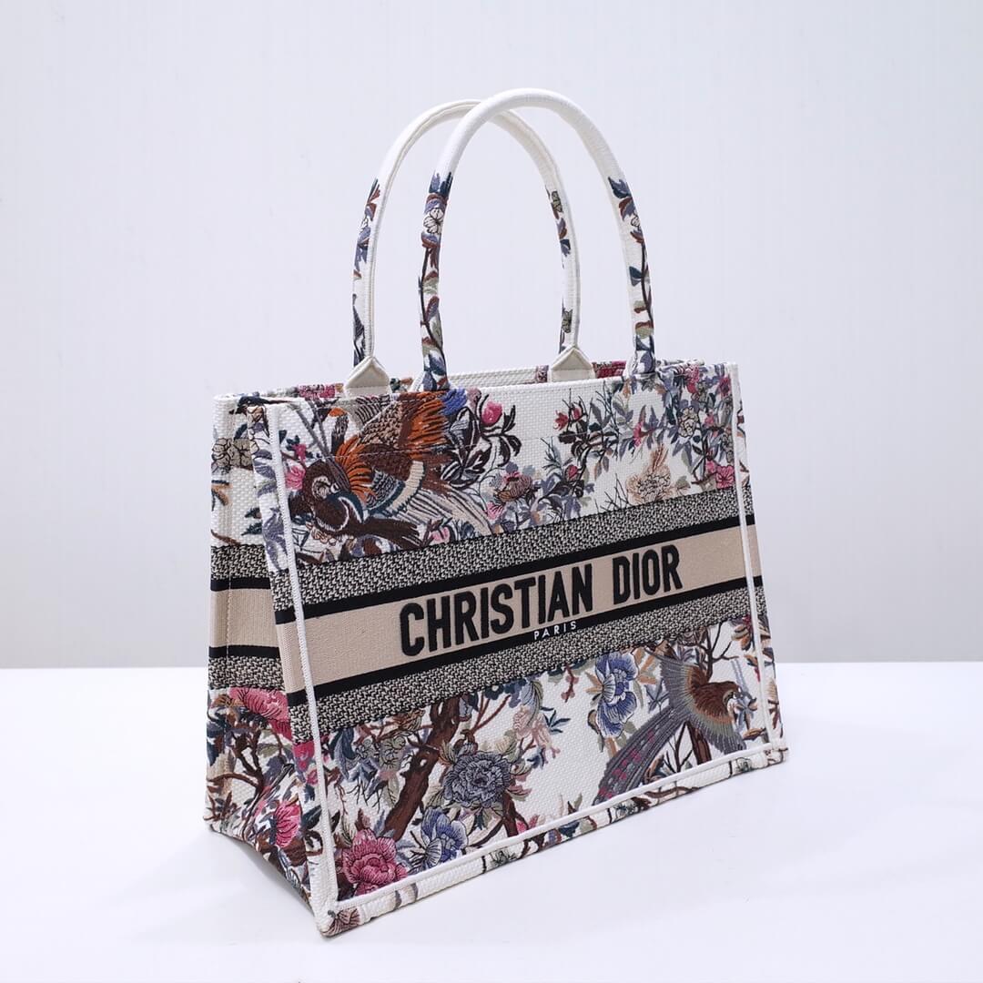 DIR1286 Book bag Tote Embroidery 36.5cm 41.5cm Handbag white printing
