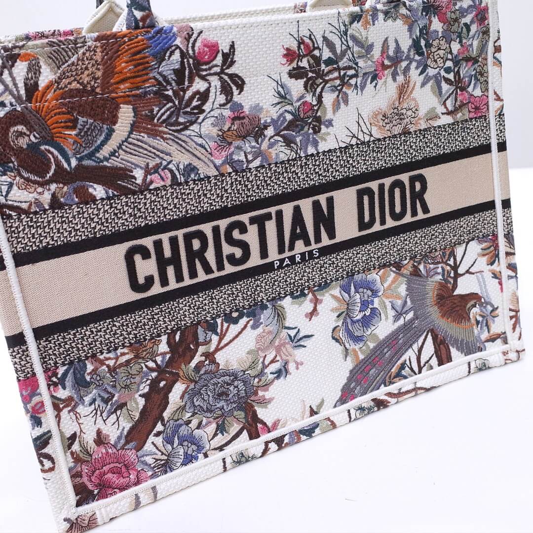 DIR1286 Book bag Tote Embroidery 36.5cm 41.5cm Handbag white printing