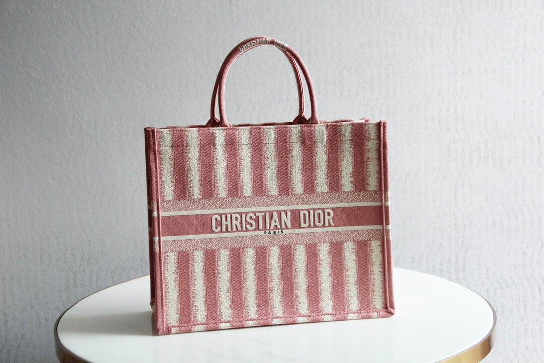 DIR1286 Book bag Tote Embroidery 36.5cm 41.5cm Handbag red white-2