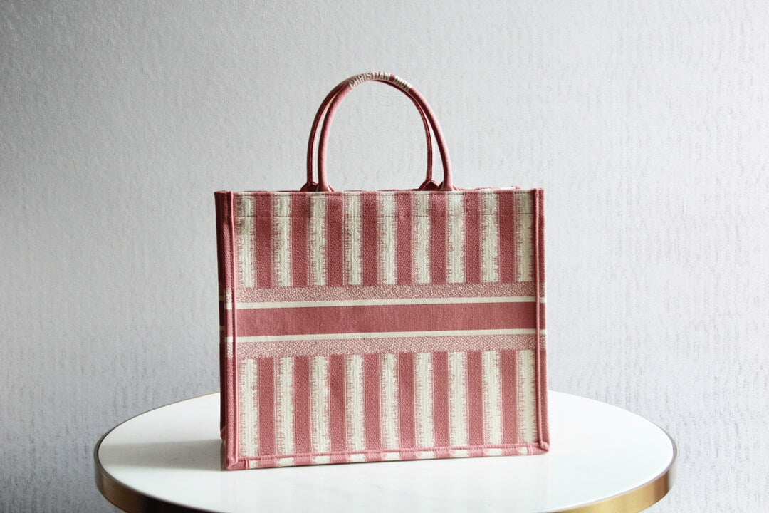 DIR1286 Book bag Tote Embroidery 36.5cm 41.5cm Handbag red white-2
