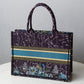 DIR1286 Book bag Tote Embroidery blue white 36.5cm 41.5cm Handbag