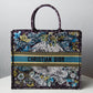 DIR1286 Book bag Tote Embroidery blue white 36.5cm 41.5cm Handbag