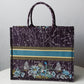DIR1286 Book bag Tote Embroidery blue white 36.5cm 41.5cm Handbag