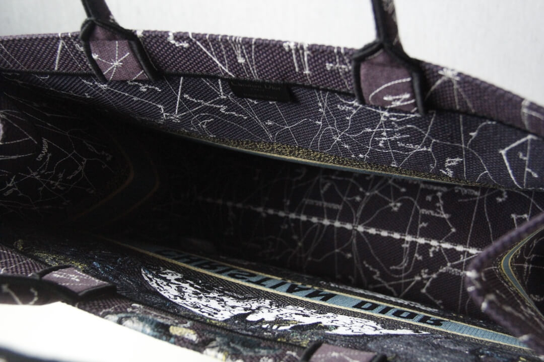 DIR1286 Book bag Tote Embroidery blue white 36.5cm 41.5cm Handbag