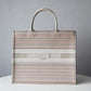 DIR1286 Book bag Tote Embroidery pink white 36.5cm 41.5cm Handbag