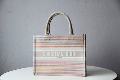DIR1286 Book bag Tote Embroidery pink white 36.5cm 41.5cm Handbag