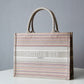 DIR1286 Book bag Tote Embroidery pink white 36.5cm 41.5cm Handbag