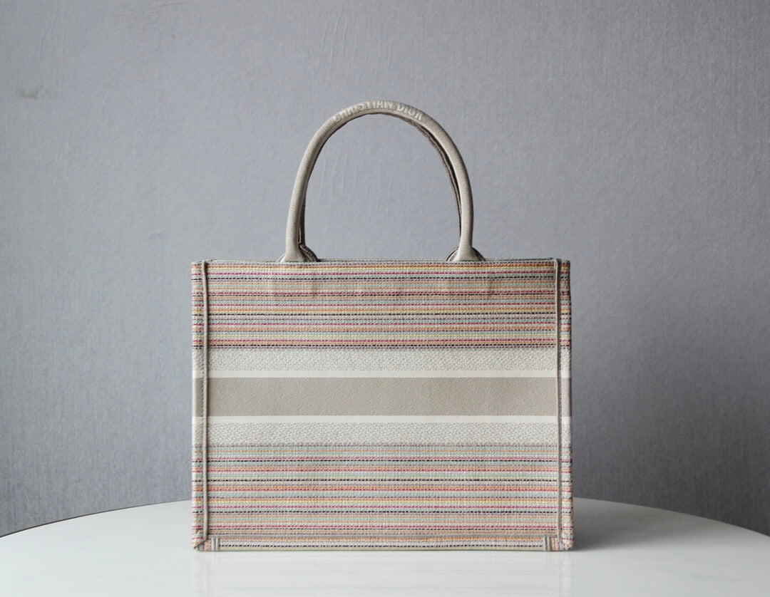 DIR1286 Book bag Tote Embroidery pink white 36.5cm 41.5cm Handbag