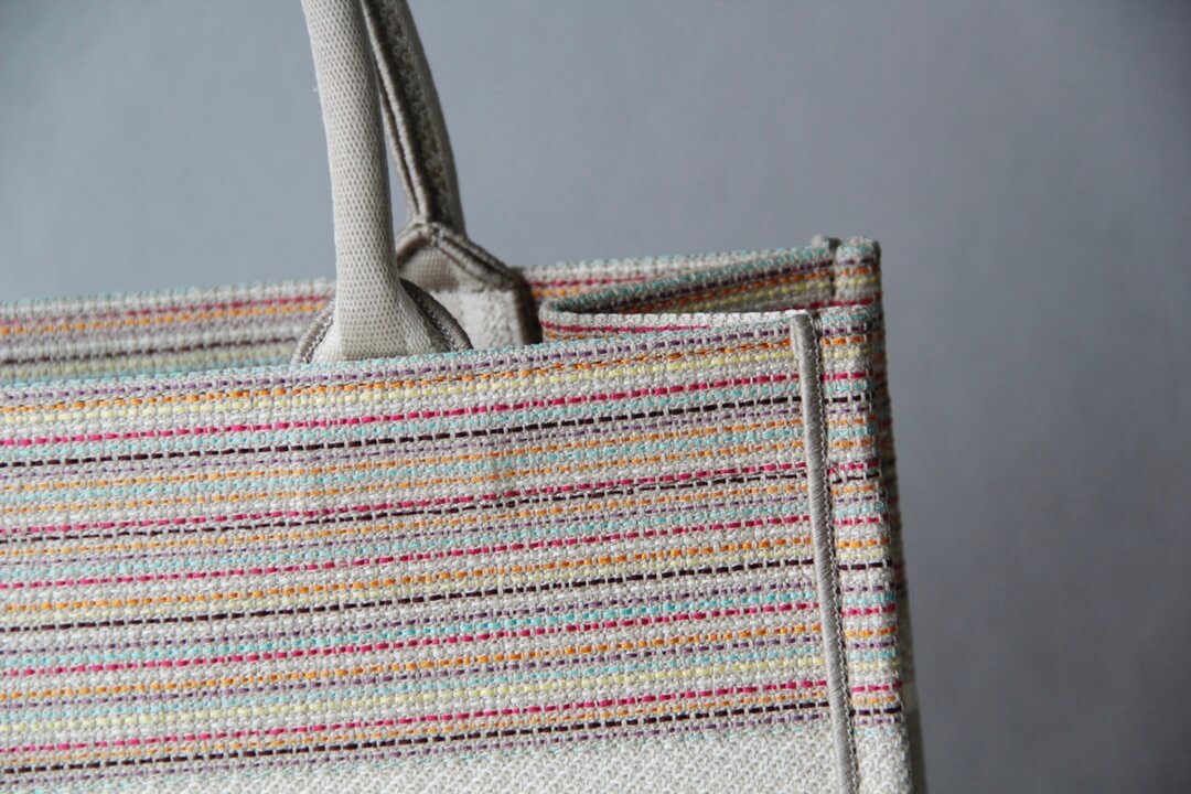 DIR1286 Book bag Tote Embroidery pink white 36.5cm 41.5cm Handbag