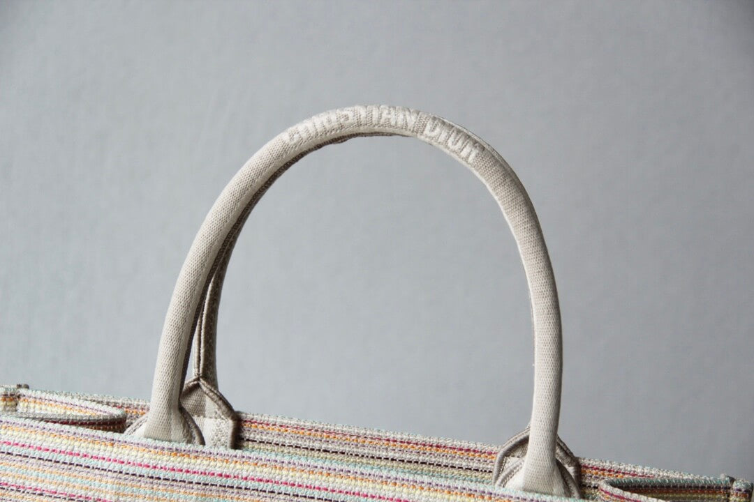DIR1286 Book bag Tote Embroidery pink white 36.5cm 41.5cm Handbag