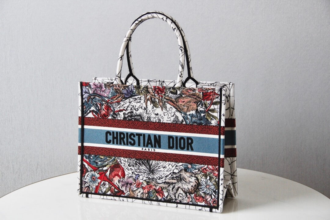 DIR1286 Book bag Tote Embroidery red printing 36.5cm 41.5cm Handbag