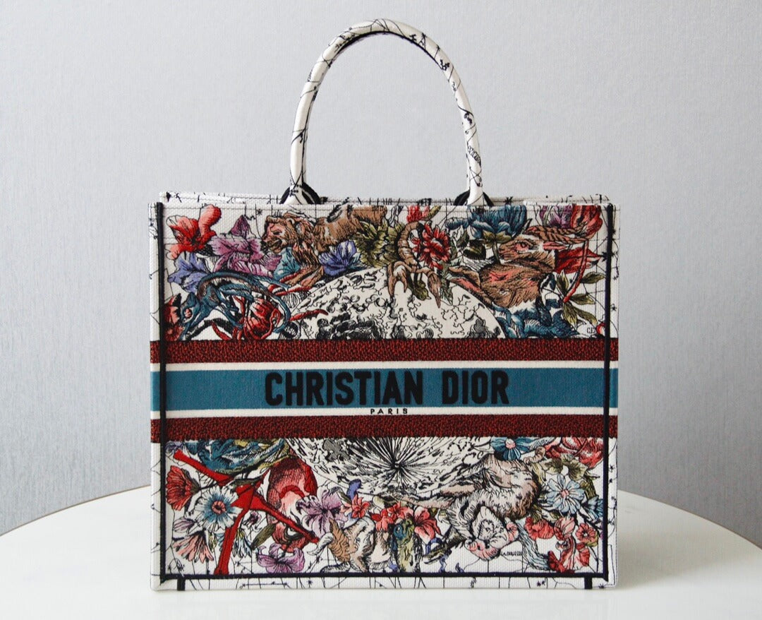 DIR1286 Book bag Tote Embroidery red printing 36.5cm 41.5cm Handbag