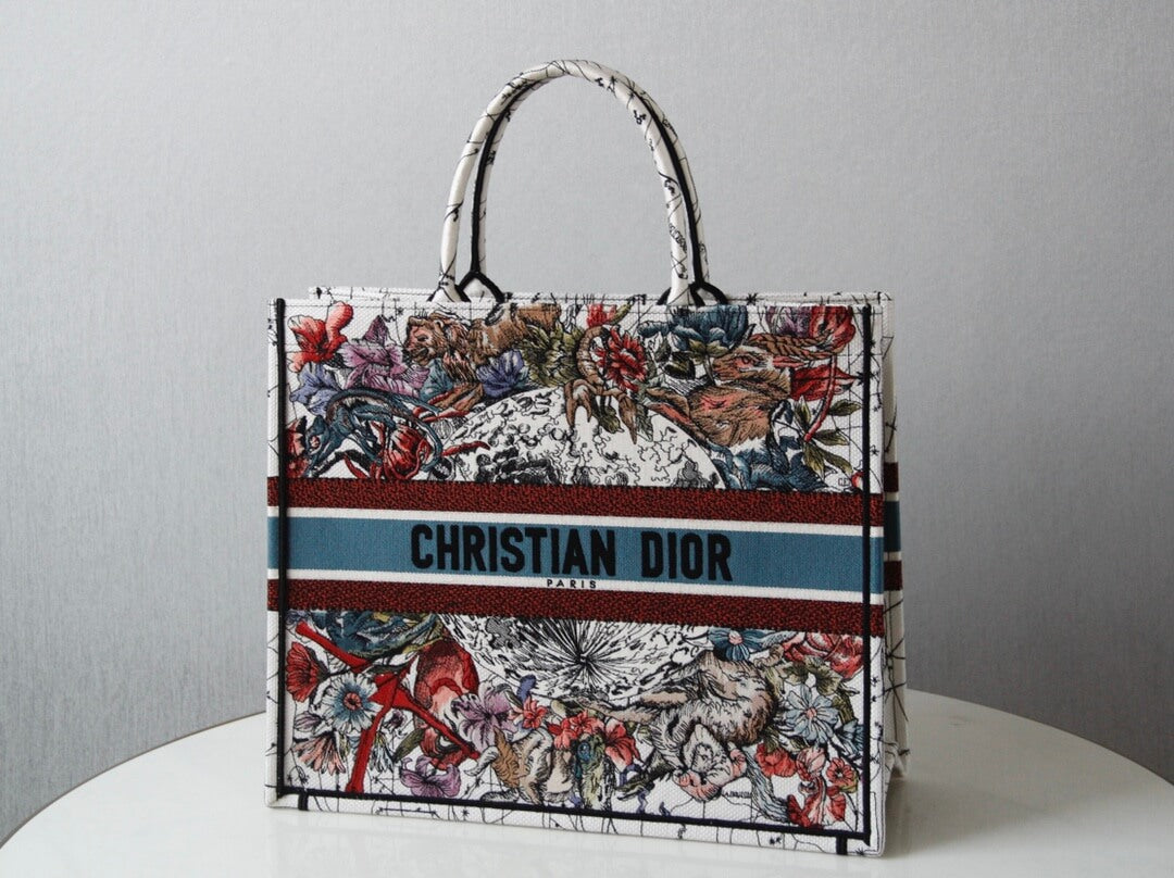 DIR1286 Book bag Tote Embroidery red printing 36.5cm 41.5cm Handbag