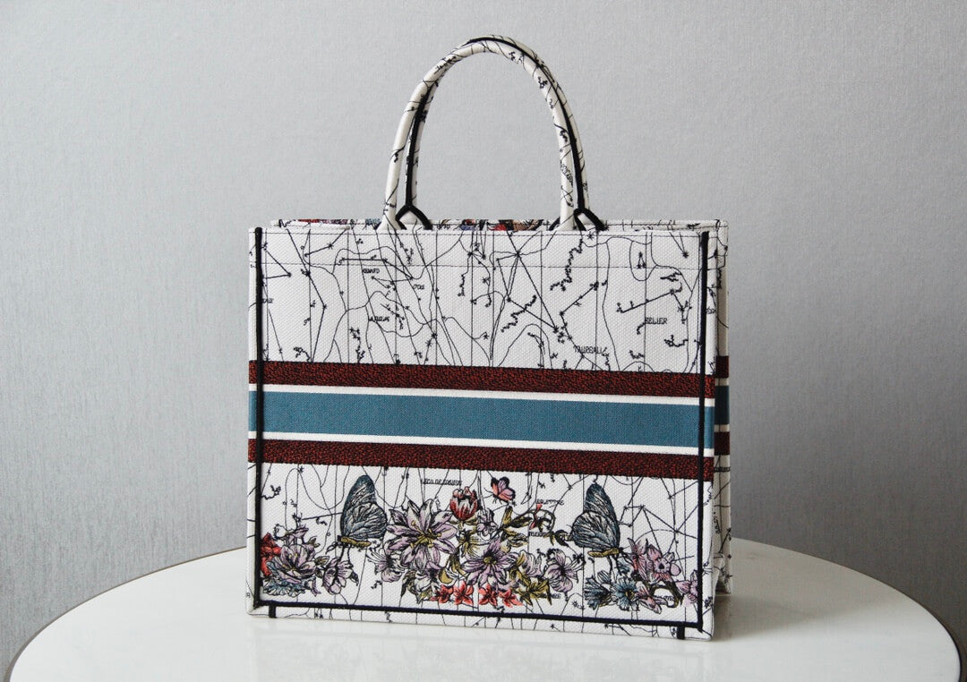 DIR1286 Book bag Tote Embroidery red printing 36.5cm 41.5cm Handbag