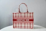 DIR1286 Book bag Tote Embroidery red white 36.5cm 41.5cm Handbag