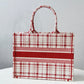 DIR1286 Book bag Tote Embroidery red white 36.5cm 41.5cm Handbag