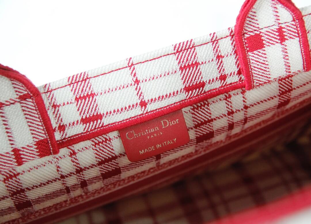 DIR1286 Book bag Tote Embroidery red white 36.5cm 41.5cm Handbag