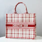 DIR1286 Book bag Tote Embroidery red white 36.5cm 41.5cm Handbag