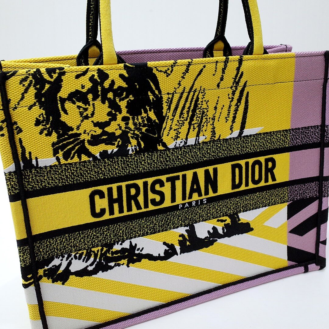 DIR1286 Book bag Tote Embroidery yellow 36.5cm 41.5cm Handbag