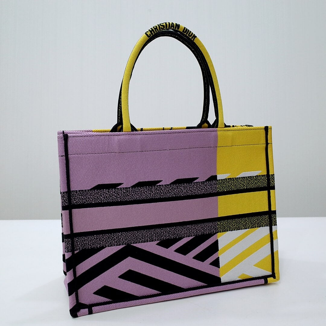DIR1286 Book bag Tote Embroidery yellow 36.5cm 41.5cm Handbag