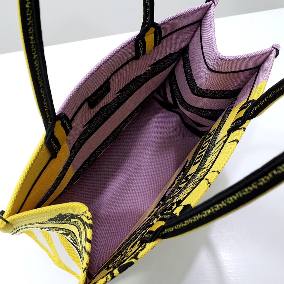 DIR1286 Book bag Tote Embroidery yellow 36.5cm 41.5cm Handbag