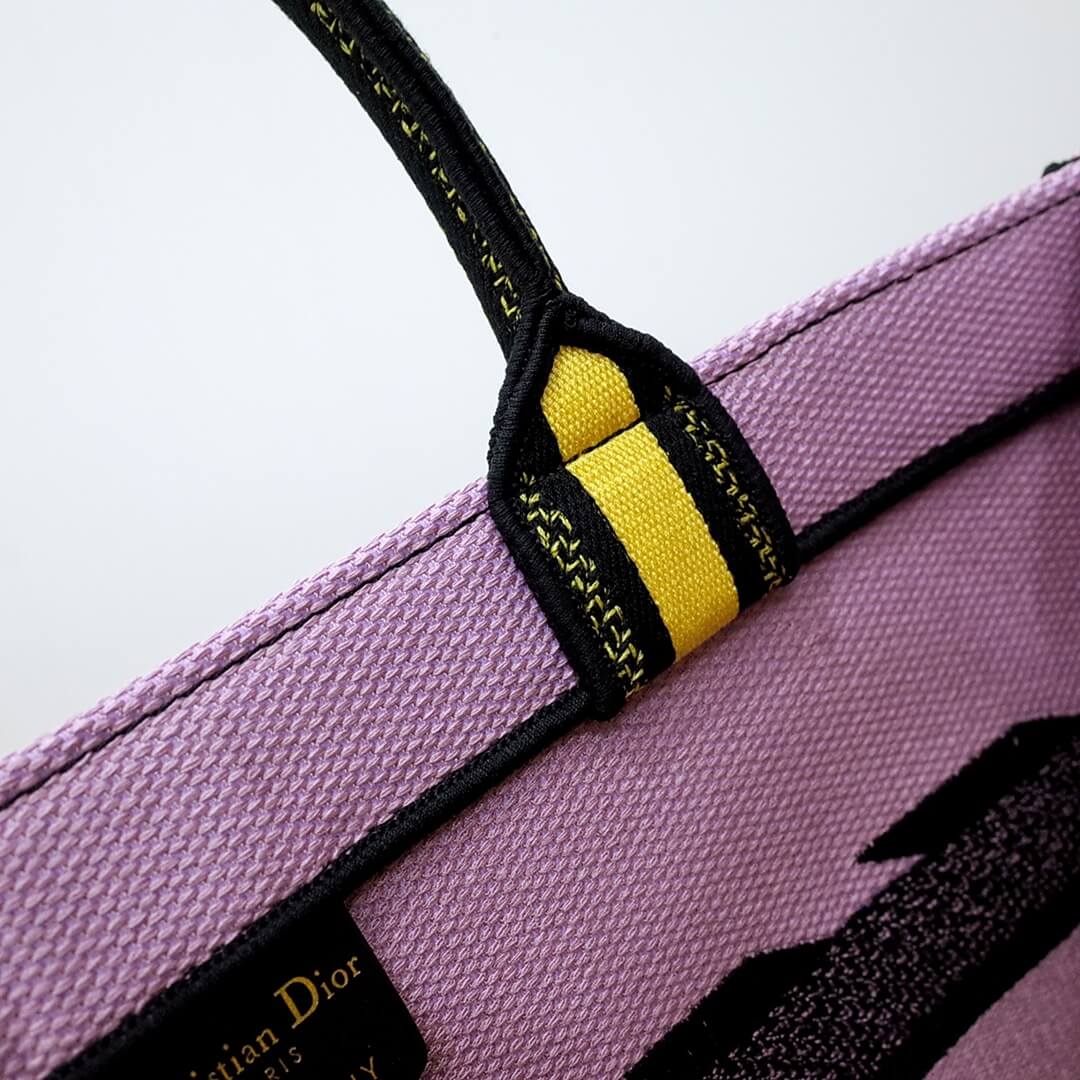 DIR1286 Book bag Tote Embroidery yellow 36.5cm 41.5cm Handbag