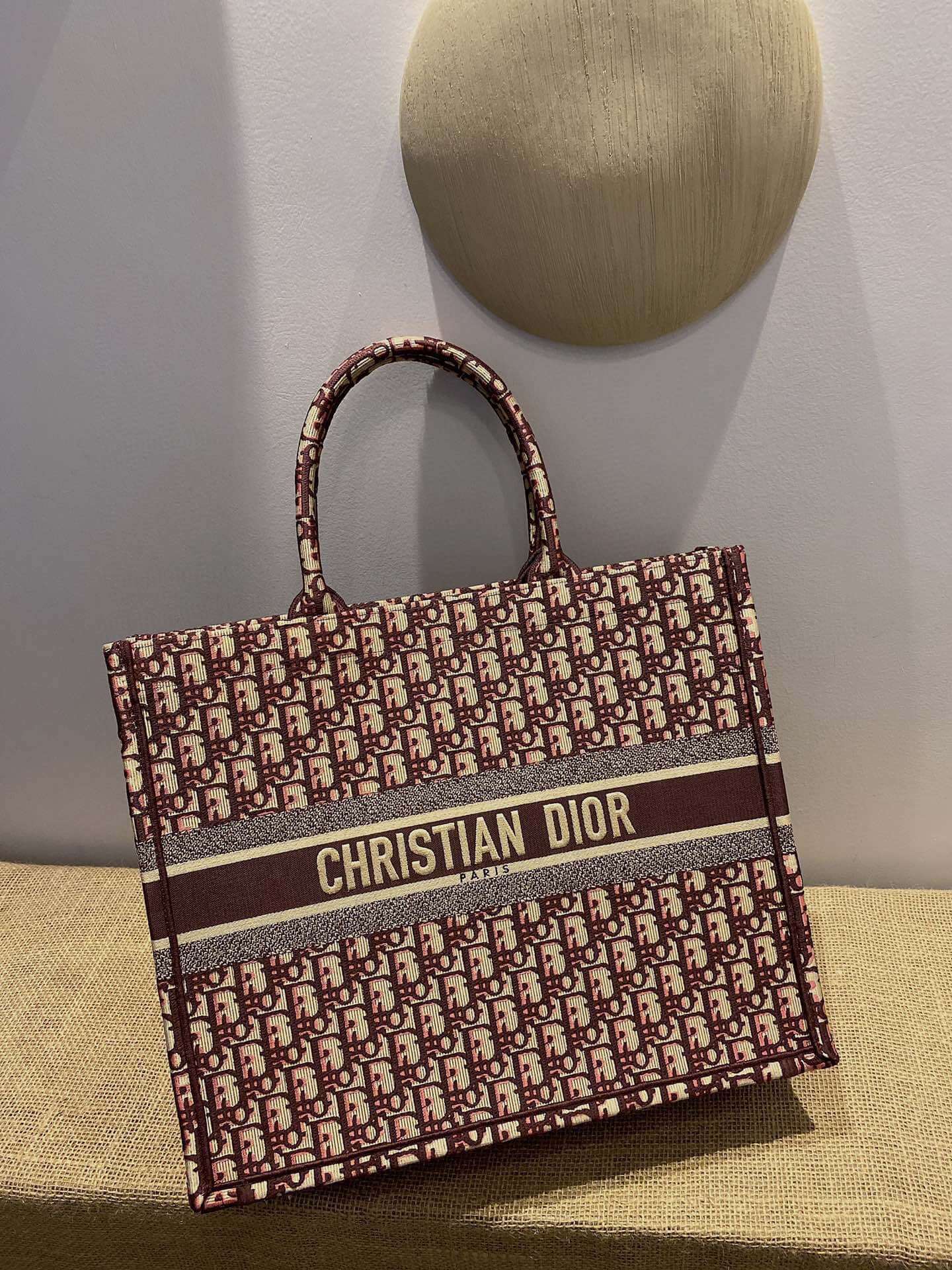 DIR1286 Book bag Tote Embroidery 36.5cm 41.5cm Handbag purple red