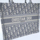 DIR1286 Book Tote BIG 26.5cm Embroidery LOGO red Handbag grey white