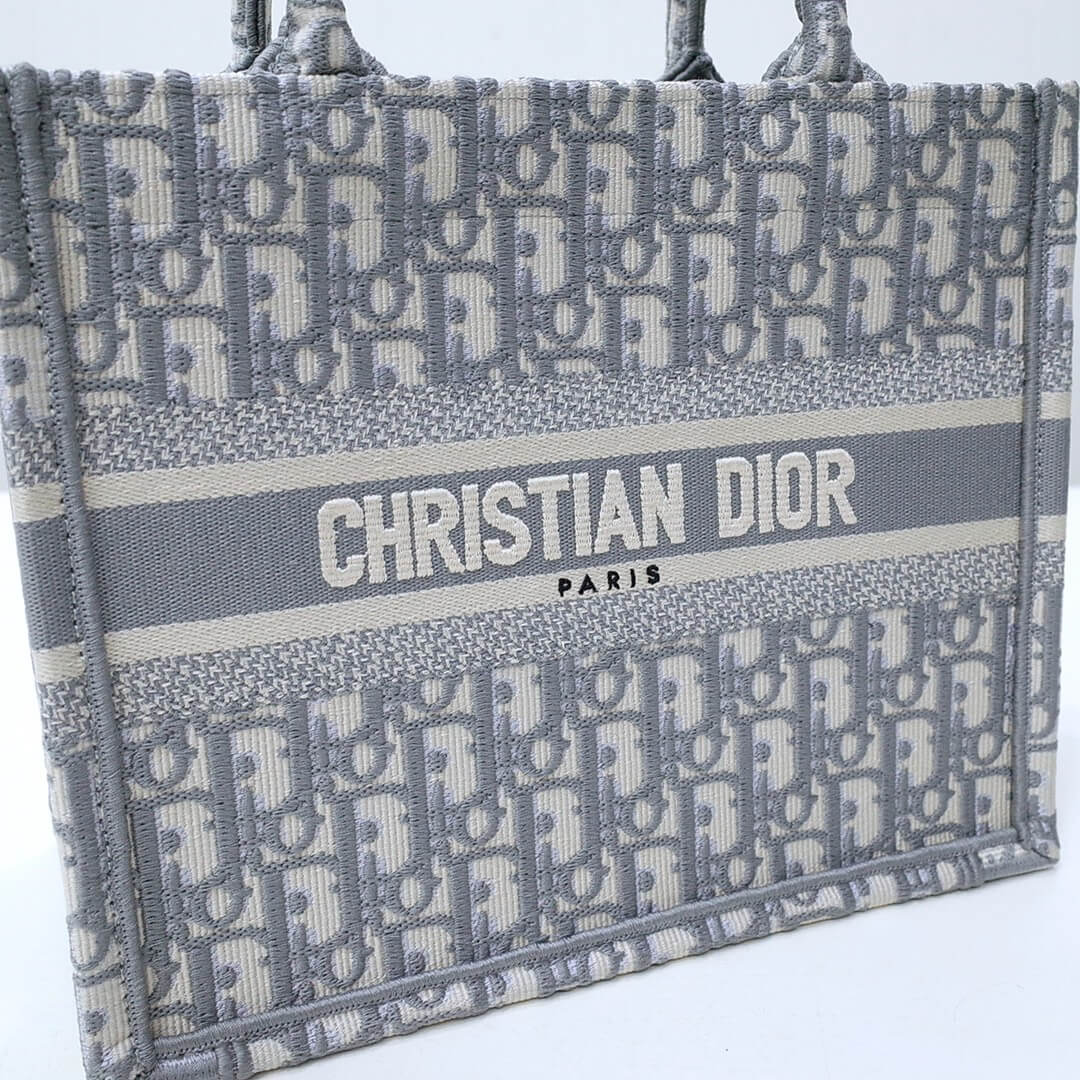 DIR1286 Book Tote BIG 26.5cm Embroidery LOGO red Handbag grey white