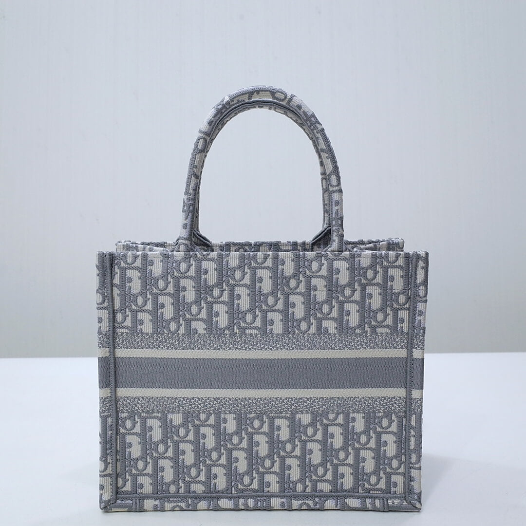 DIR1286 Book Tote BIG 26.5cm Embroidery LOGO red Handbag grey white