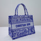DIR1286 Book Tote big size 36.5cm 41.5cm Oblique Embroidery blue-5