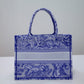 DIR1286 Book Tote big size 36.5cm 41.5cm Oblique Embroidery blue-5