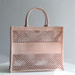 DIR1286 Book Tote big size 36.5cm 41.5cm Oblique Embroidery nude