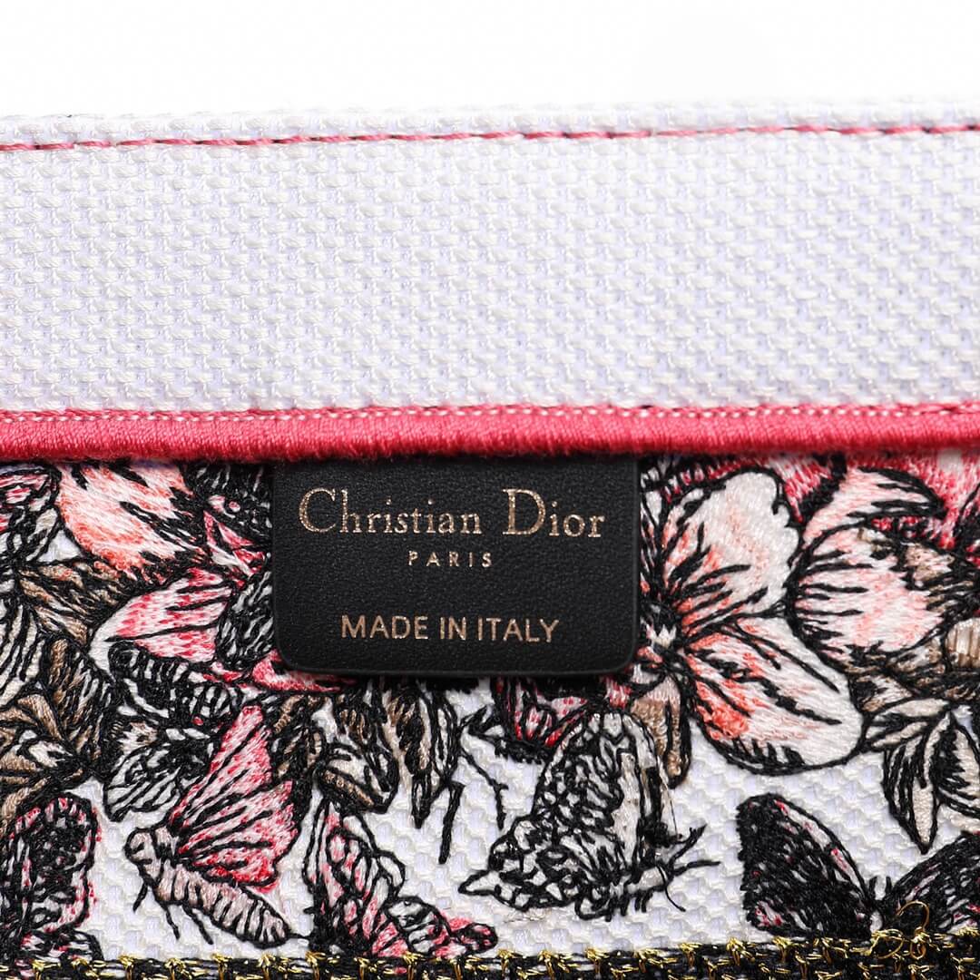 DIR1286 Book Tote big size 36.5cm 41.5cm Oblique Embroidery white red-2