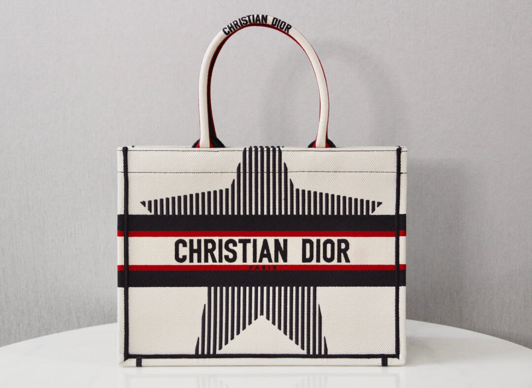DIR1286 Book Tote DIRrAlps 36.5cm 41.5cm Oblique Embroidery white red-3