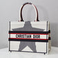 DIR1286 Book Tote DIRrAlps 36.5cm 41.5cm Oblique Embroidery white red-3