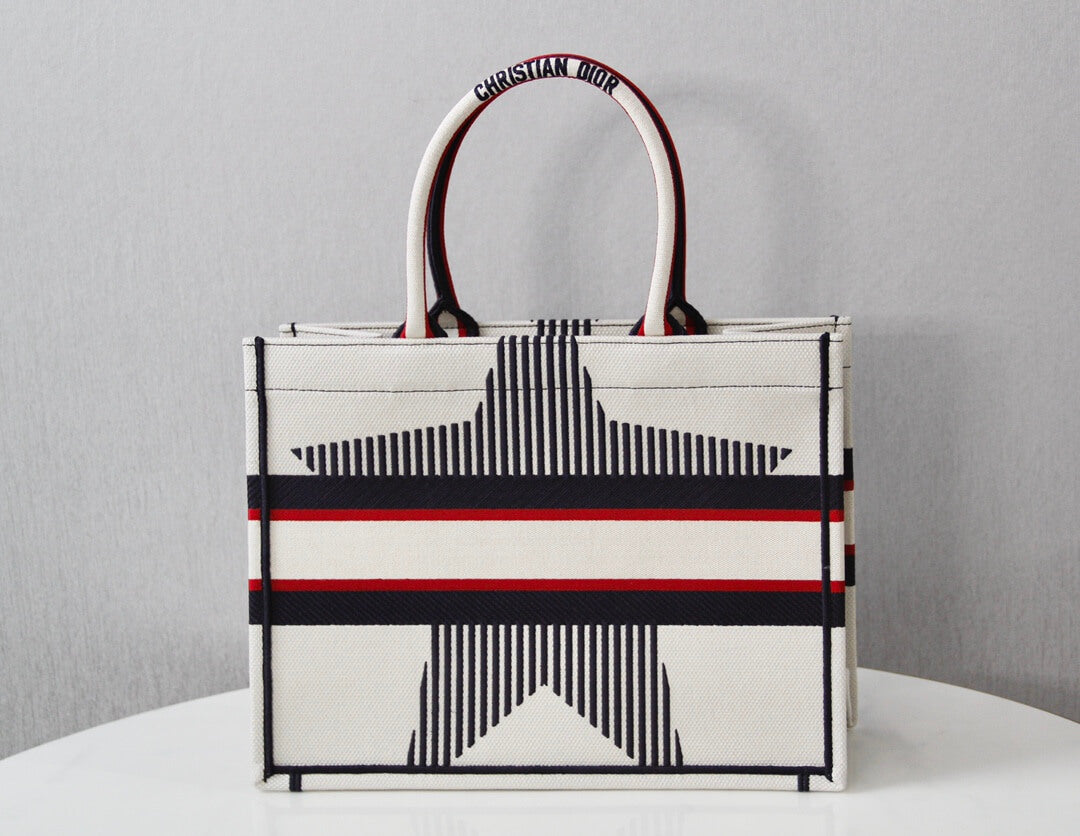 DIR1286 Book Tote DIRrAlps 36.5cm 41.5cm Oblique Embroidery white red-3