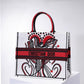 DIR1286 Book Tote big size 36.5cm 41.5cm Oblique Embroidery white red