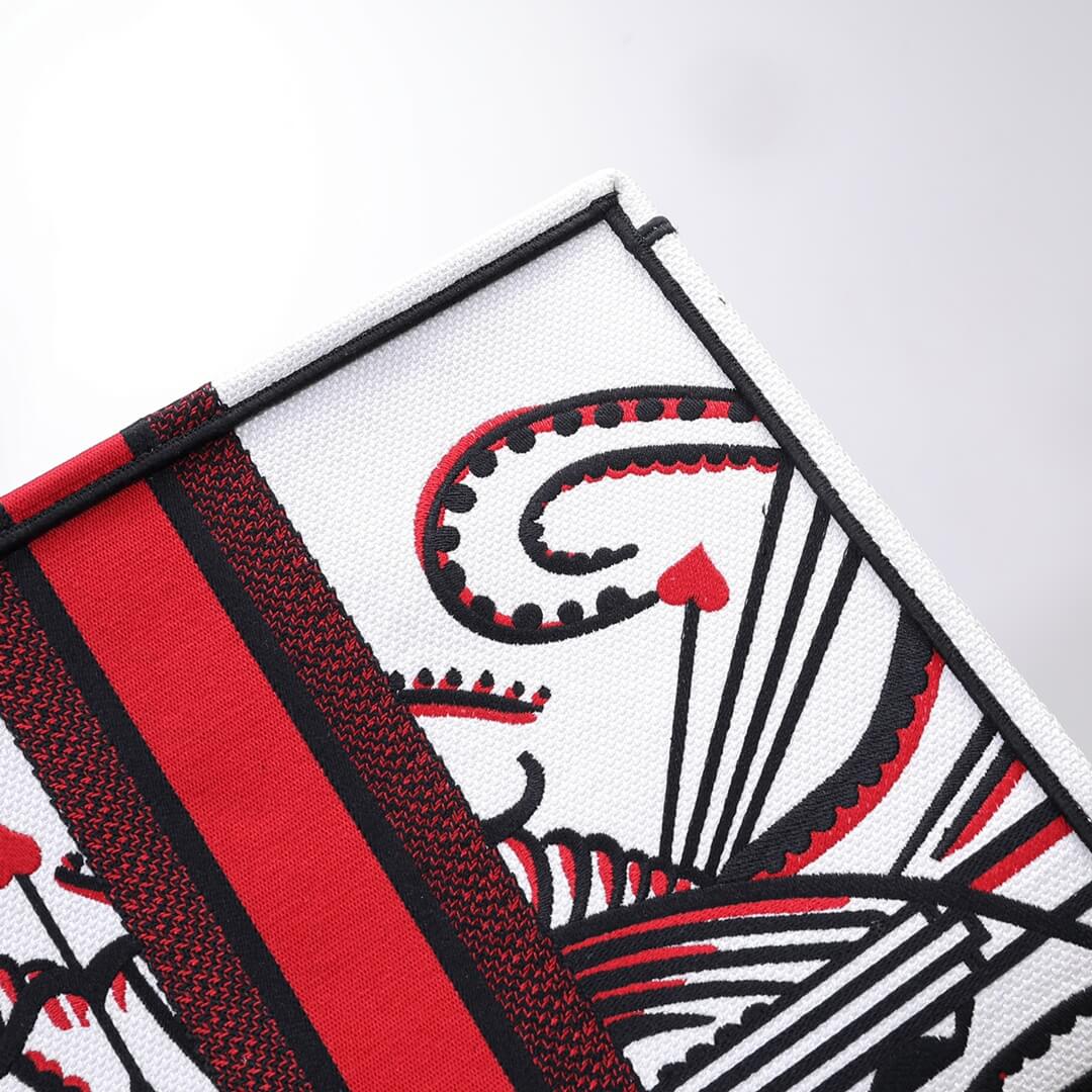 DIR1286 Book Tote big size 36.5cm 41.5cm Oblique Embroidery white red