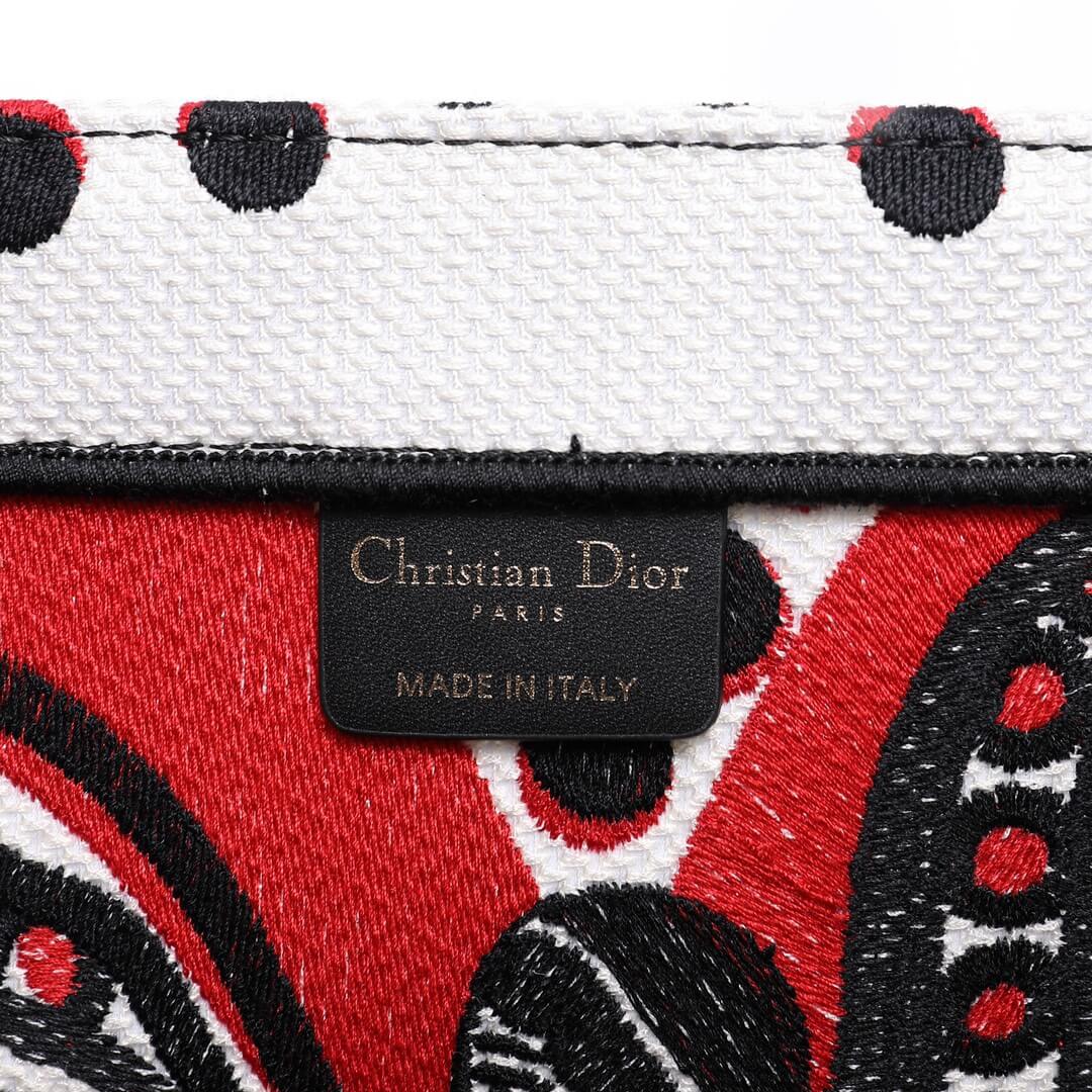 DIR1286 Book Tote big size 36.5cm 41.5cm Oblique Embroidery white red