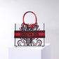 DIR1286 Book Tote big size 36.5cm 41.5cm Oblique Embroidery white red
