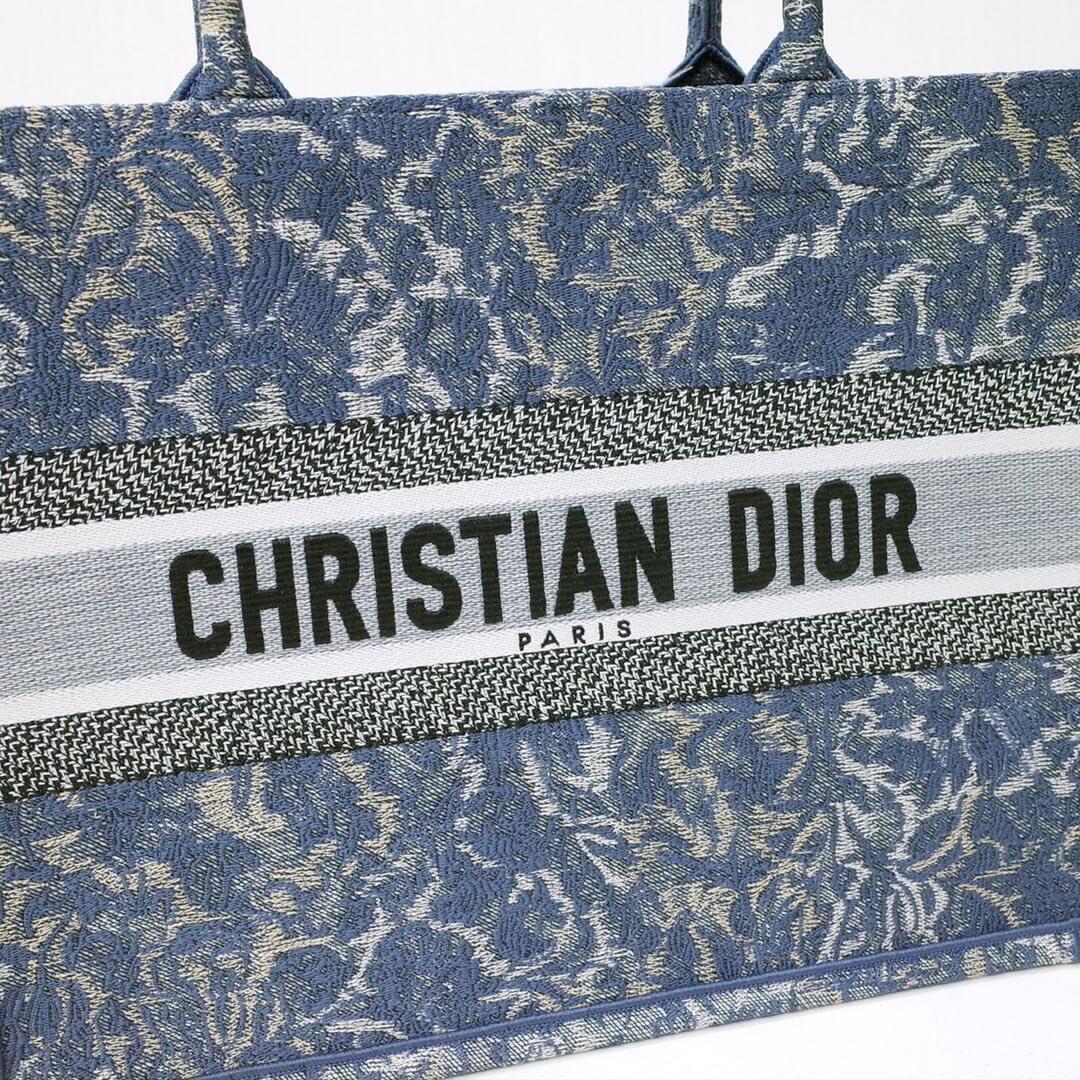 DIR1286 Book Tote big size 36.5cm 41.5cm Oblique Embroidery blue